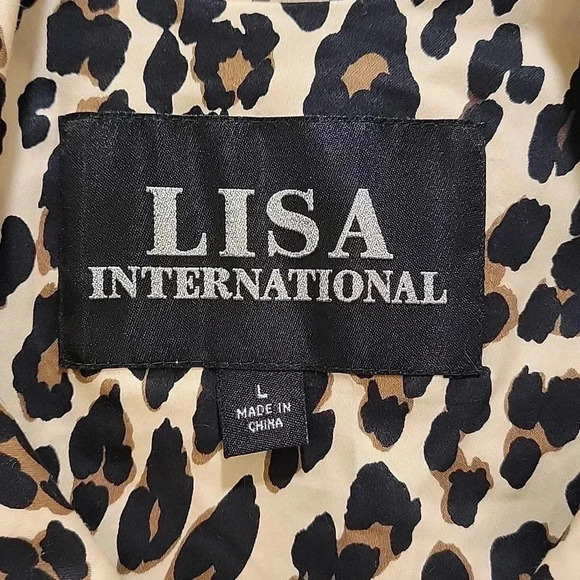 Lisa International Animal Print Lined Buttoned Blazer Size Large - Picture 2 of 8
